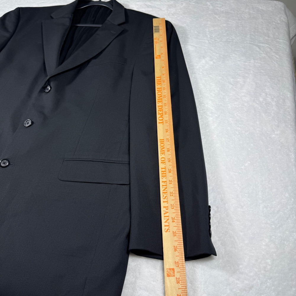 Stafford Men's 44L Worsted Wool 3 Button Blazer Suit Jacket Black Suit Coat - Picture 7 of 10